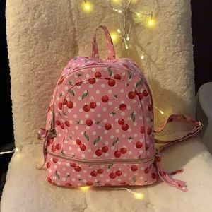 Super Adorable Pink Backpack with Cherries